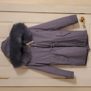 NWT Blue Faux Fur Hooded Parka